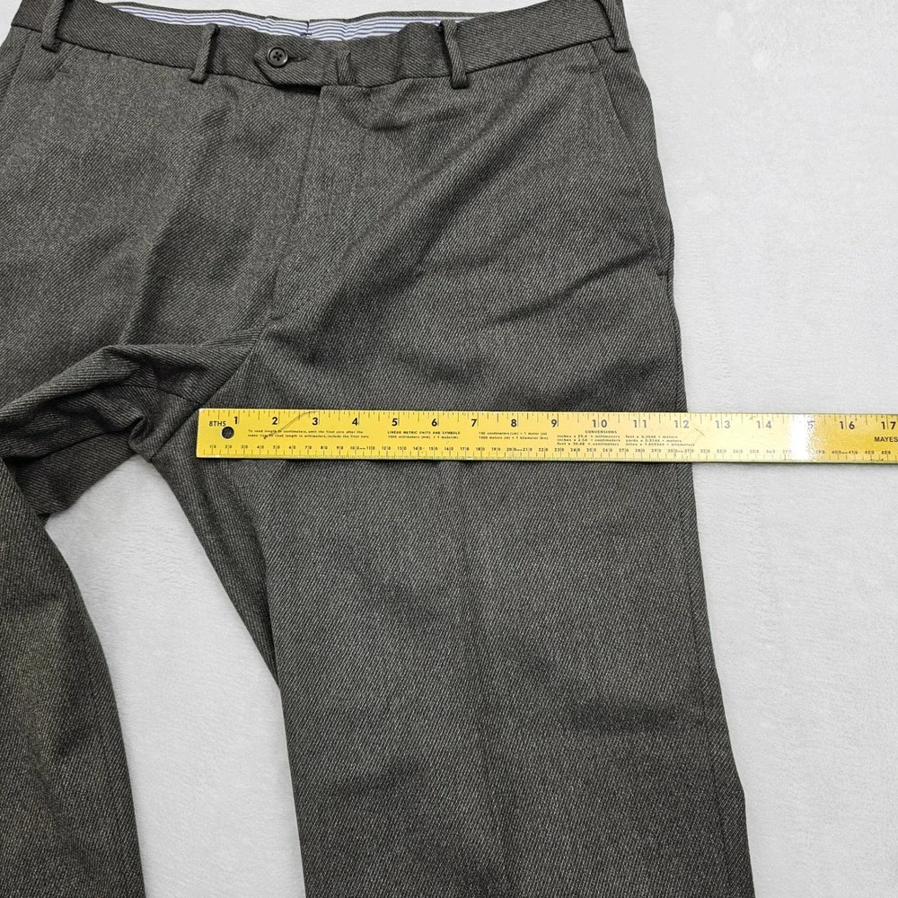 Luciano Barbera Dress Pants Mens 52 34x30 Brown Trousers Wool Flat Front Italy